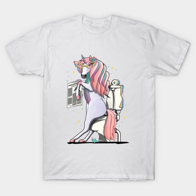 Unicorn on the Toilet T-Shirt by InTheWashroom